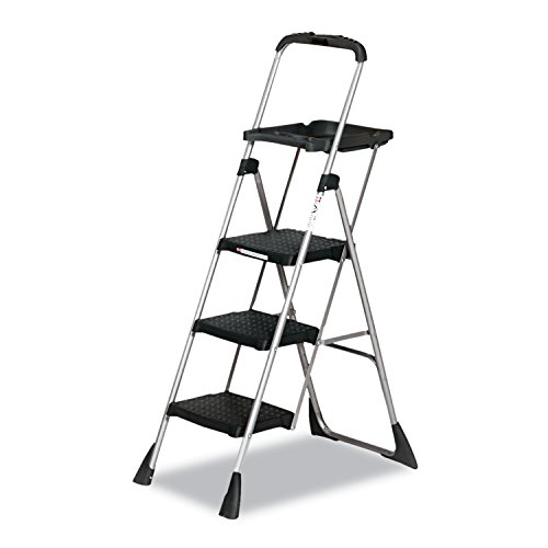 Cosco 11880Pblw1 Max Work Steel Platform Ladder, 22W X 31D X 55H, 3-Step, Black