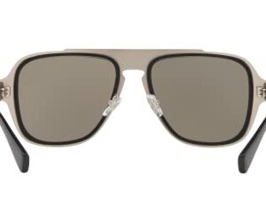 Versace Man Sunglasses Black Frame, Light Grey Mirror Silver Lenses, 56MM