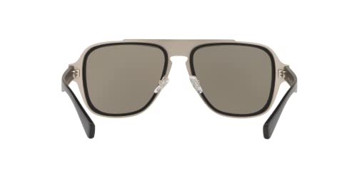 Versace Man Sunglasses Black Frame, Light Grey Mirror Silver Lenses, 56MM