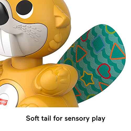 Fisher-Price Linkimals Boppin’ Beaver - UK English Edition, Light-up Musical Activity Toy for Baby, GXD79