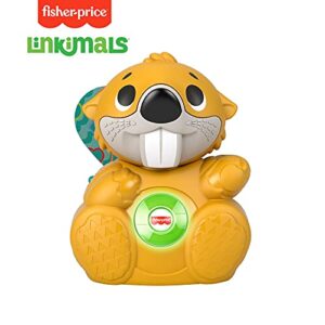 Fisher-Price Linkimals Boppin’ Beaver - UK English Edition, Light-up Musical Activity Toy for Baby, GXD79