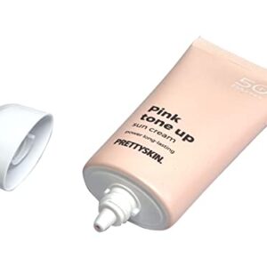 PRETTYSKIN Power Long-lasting Facial Sunscreen SPF50+ / PA++++ 2.36 fl.oz.(70ml) Zinc Oxide | Moisturizing and UV protection | Shea Butter, Chamomile flower extract (Pink Tone-up)