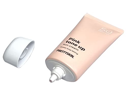 PRETTYSKIN Power Long-lasting Facial Sunscreen SPF50+ / PA++++ 2.36 fl.oz.(70ml) Zinc Oxide | Moisturizing and UV protection | Shea Butter, Chamomile flower extract (Pink Tone-up)