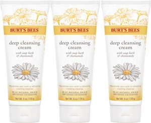 face wash,burt’s bees deep facial cleansing cream, all natural cleanser with chamomile, 6 ounce (pack of 3) (packaging may vary)
