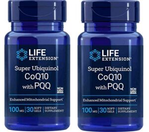life extension super ubiquinol coq10 with pqq, 30 softgels. pack of 2 bottles
