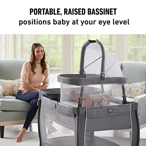 Graco Pack 'n Play Day2Dream Travel Bassinet Playard | Features Portable Bassinet, Diaper Changer, and More, Ranier