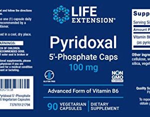 Life Extension Pyridoxal 5-Phosphate Caps 100 mg P5P, 90 Veg Capsules - Advanced Vitamin B6 Supplement