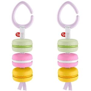 fisher-price my first macaron pretend food takealong baby rattle activity toy, multicolor (pack of 2)