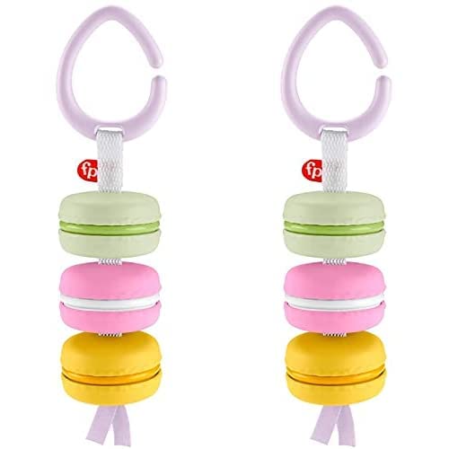 Fisher-Price My First Macaron Pretend Food TakeAlong Baby Rattle Activity Toy, Multicolor (Pack of 2)