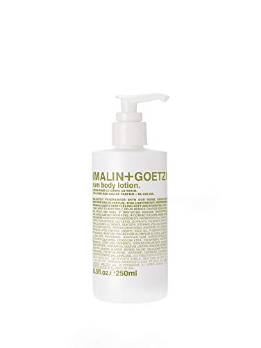 Malin + Goetz Rum Body Lotion – soothing hydrating body lotion for men and women, prevents dry skin, no stripping or irritation. Natural ingredients, cruelty-free, vegan 8.5 Fl Oz