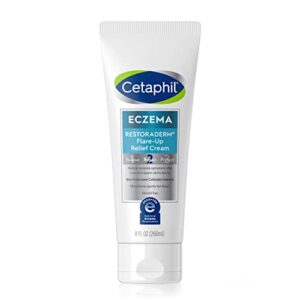 cetaphil eczema restoraderm flare-up relief cream, for eczema prone skin, 8 oz, barrier repair, 48 hour hydration, 2% skin protectant colloidal oatmeal, steroid free