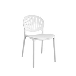 COSCO Outdoor/Indoor Stacking Resin Chair with Shell Back, 2-Pack, White