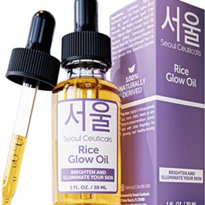 SeoulCeuticals Rice Bran Oil For Skin - Korean Skin Care Facial Glow Oil With Squalene And Vitamin E - Cruelty Free K Beauty Skincare For Dewy Glass Skin 1oz