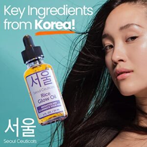 SeoulCeuticals Rice Bran Oil For Skin - Korean Skin Care Facial Glow Oil With Squalene And Vitamin E - Cruelty Free K Beauty Skincare For Dewy Glass Skin 1oz