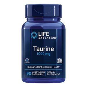 life extension taurine 1000 mg – for muscle, liver, heart, nerve, brain & eye health – promotes overall cardiovascular health – gluten-free, non-gmo – 90 vegetarian capsules