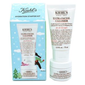 kiehl’s hydration starter daily skin care travel holiday gift set:: mini ultra facial cleanser wash and mini ultra facial moisturizing cream