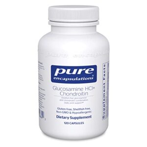pure encapsulations glucosamine hcl chondroitin | hypoallergenic dual|strength support for healthy joint motility and function | 120 capsules