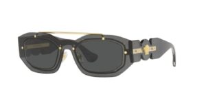 versace unisex sunglasses transparent dark grey frame, dark grey lenses, 51mm