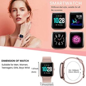 Fitness Tracker Smart Watch for Android Phones and iOS Phones Step Tracker Heart Rate Monitor, IP68 Waterproof Fitness Watch Sleep Monitoring, Calorie Counter, Pedometer Smartwatch for Women