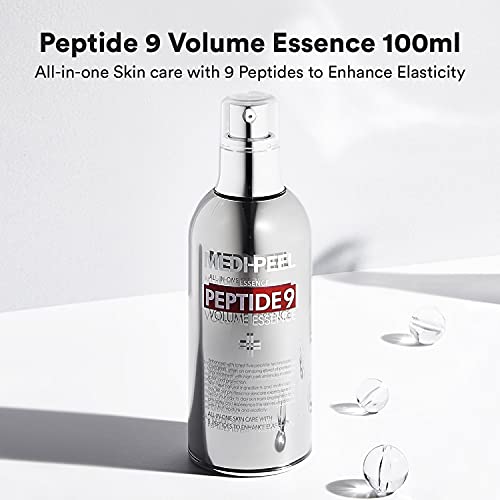 MEDI-PEEL Peptide 9 Volume All in one Essence 3.38 fl.oz. / 100ml | Anti Wrinkles Collagen Formula, Bubble Essence, Instant Hydration | Korean Skincare