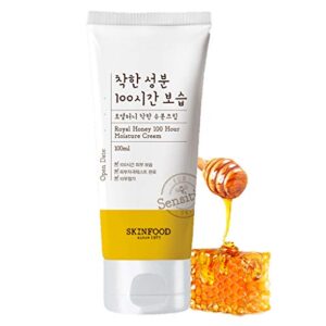 SKINFOOD Royal Honey 100 Hour Moisturizing Cream 3.38 fl.oz. (100ml) - Hypoallergenic 100-hour Royal Honey & Royal Jelly Extract Moisturizing Facial Cream for Senstivie Skin, 10 Free Mild Formula