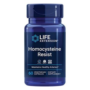 life extension homocysteine resist – for heart & brain, cognitive health support supplement – vitamin b2, b6 & b12 + folate – once-daily, non-gmo, gluten-free – 60 vegetarian capsules