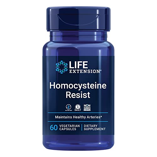 Life Extension Homocysteine Resist - For Heart & Brain, Cognitive Health Support Supplement – Vitamin B2, B6 & B12 + Folate - Once-Daily, Non-GMO, Gluten-Free - 60 Vegetarian Capsules