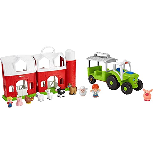 Fisher-Price Little People Animal Friends Farm, Toddler playset with Animal Figures for Ages 1 to 5 Years & Little People Caring for Animals Tractor, Push-Along Musical Farm Truck for Toddlers