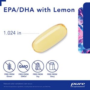 Pure Encapsulations EPA/DHA with Lemon | Ultra-Pure, Molecularly Distilled Fish Oil Concentrate with Lemon | 120 Softgel Capsules