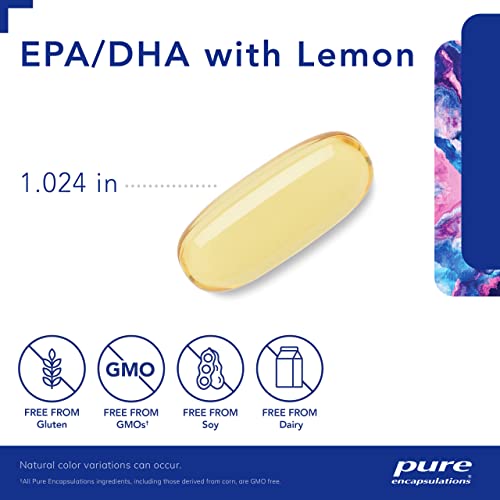 Pure Encapsulations EPA/DHA with Lemon | Ultra-Pure, Molecularly Distilled Fish Oil Concentrate with Lemon | 120 Softgel Capsules