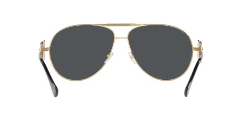 Versace Unisex Sunglasses Gold Frame, Dark Grey Lenses, 65MM