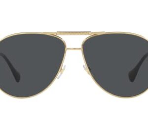 Versace Unisex Sunglasses Gold Frame, Dark Grey Lenses, 65MM