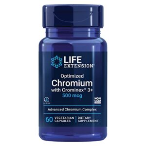 life extension optimized chromium with crominex 3+ 500 mcg – glucose and cholesterol management supplement – gluten-free, non-gmo – 60 vegetarian capsules