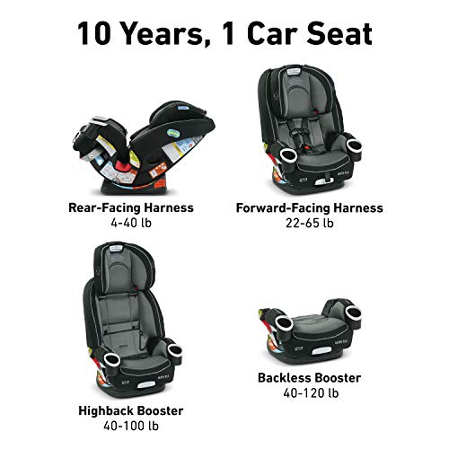 Graco 4Ever DLX 4 in 1 Car Seat, Infant to Toddler Car Seat, with 10 Years of Use, Zagg 1 Count (Pack of 1)