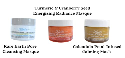 Kiehl's Merry Masking Trio Holiday Gift Set:: Turmeric & Cranberry Seed Energizing Radiance Mask, Calendula Petal-Infused Calming Mask, and Rare Earth Deep Pore Cleansing Mask