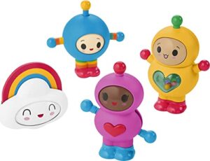 fisher-price happy world friends set, gift set of 4 sensory activity toys for infants and toddlers ages 6 months and older