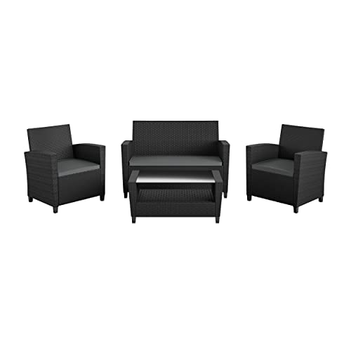 Cosco Outdoor Living 88529BGYE Malmo Patio Set, Black