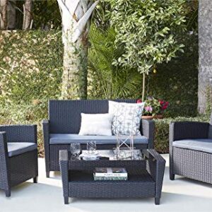 Cosco Outdoor Living 88529BGYE Malmo Patio Set, Black