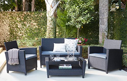 Cosco Outdoor Living 88529BGYE Malmo Patio Set, Black