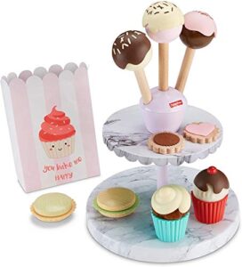 fisher-price cake pop shop – 24-piece pretend dessert bakery play set with real wood for preschoolers 3 years & up