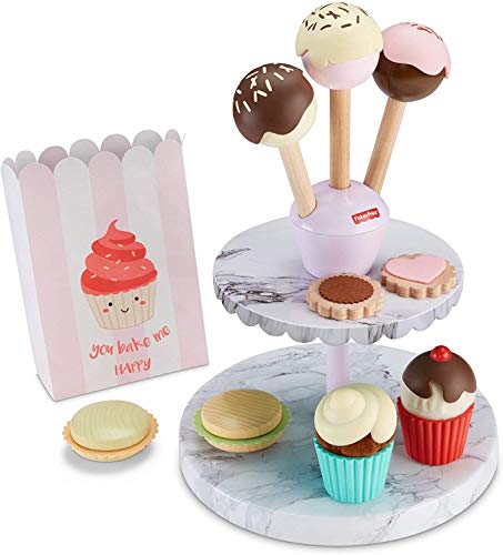 Fisher-Price Cake Pop Shop - 24-Piece Pretend Dessert Bakery Play Set with Real Wood for Preschoolers 3 Years & Up