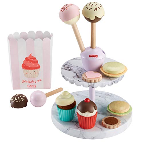 Fisher-Price Cake Pop Shop - 24-Piece Pretend Dessert Bakery Play Set with Real Wood for Preschoolers 3 Years & Up