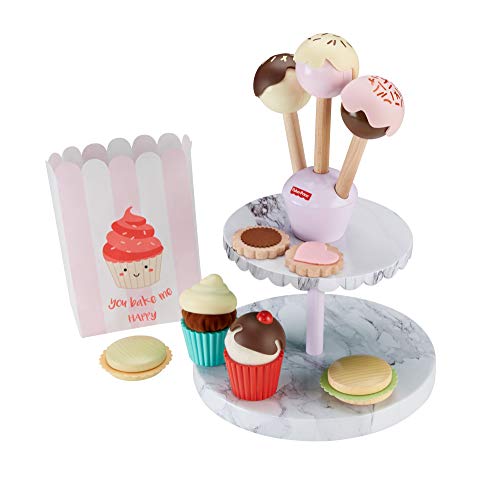 Fisher-Price Cake Pop Shop - 24-Piece Pretend Dessert Bakery Play Set with Real Wood for Preschoolers 3 Years & Up