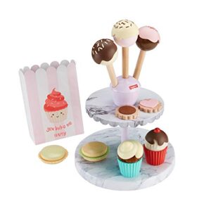 Fisher-Price Cake Pop Shop - 24-Piece Pretend Dessert Bakery Play Set with Real Wood for Preschoolers 3 Years & Up