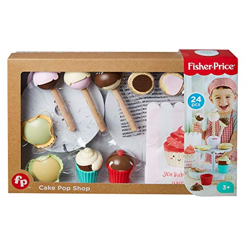 Fisher-Price Cake Pop Shop - 24-Piece Pretend Dessert Bakery Play Set with Real Wood for Preschoolers 3 Years & Up