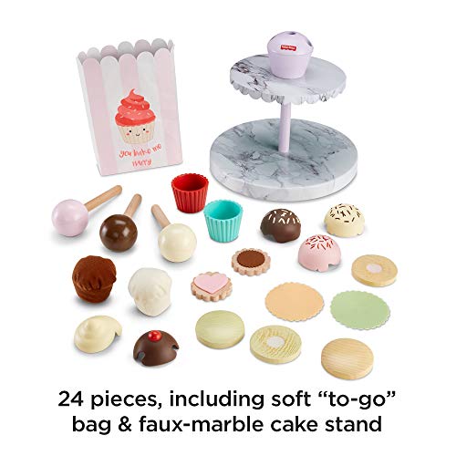 Fisher-Price Cake Pop Shop - 24-Piece Pretend Dessert Bakery Play Set with Real Wood for Preschoolers 3 Years & Up