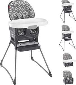 fisher-price baby to toddler deluxe high chair and portable booster seat with tray liner plus washable seat pad and tray, gray tribal