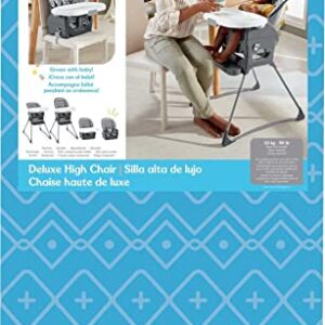 Fisher-Price Baby to Toddler Deluxe High Chair and Portable Booster Seat with Tray Liner Plus Washable Seat Pad and Tray, Gray Tribal