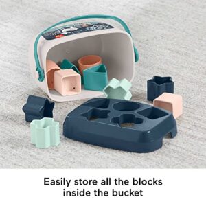 Fisher-Price Stacking Toy Baby’S First Blocks Set Of 10 Shapes For Sorting Play Ages 6+ Months, Navy Fawn