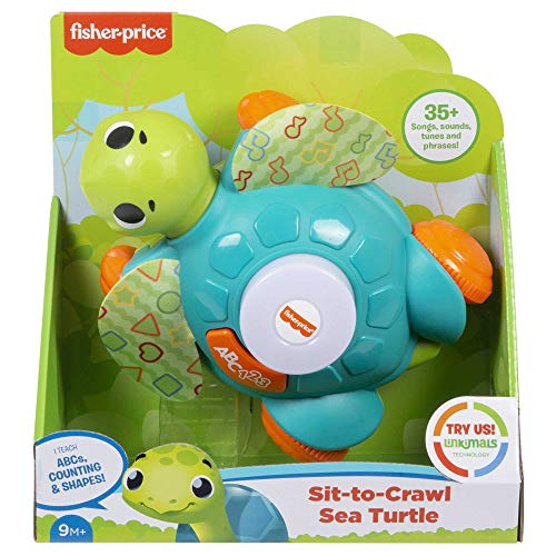 Fisher-Price Linkimals Sit-to-Crawl Sea Turtle - UK English Edition, Light-up Musical Crawling Toy for Baby